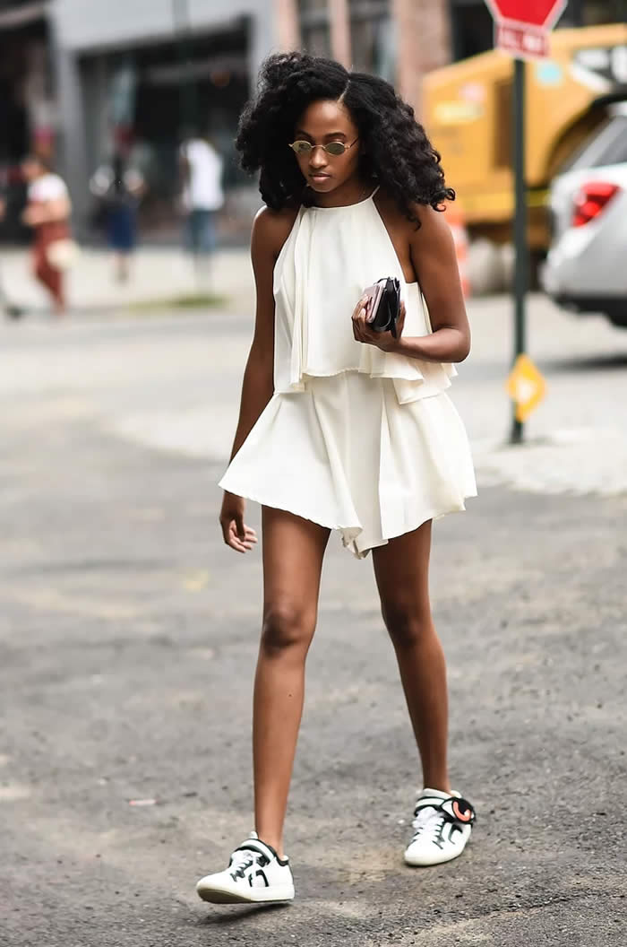 Ground your flouncy dress or romper with statement sneakers that have chunky soles.