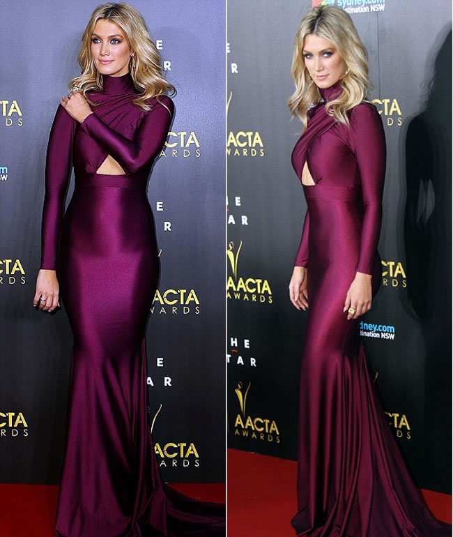 Delta Goodrem Teases in Glamorous Purple Gown at the AACTA Awards ...