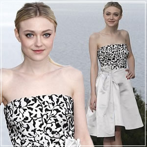 Dakota Fanning Strapless Prom Dress