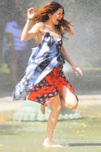 Selena Gomez Had a Blast Frolicking Through Fountains With Kids in Brooklyn