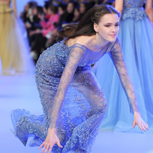 Model Falls on the Runway During Elie Saab Paris Fashion Week Show