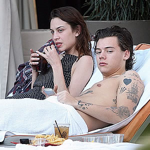 Topless Harry Styles Hangs out Poolside with Alexa Chung and Pixie Geldof