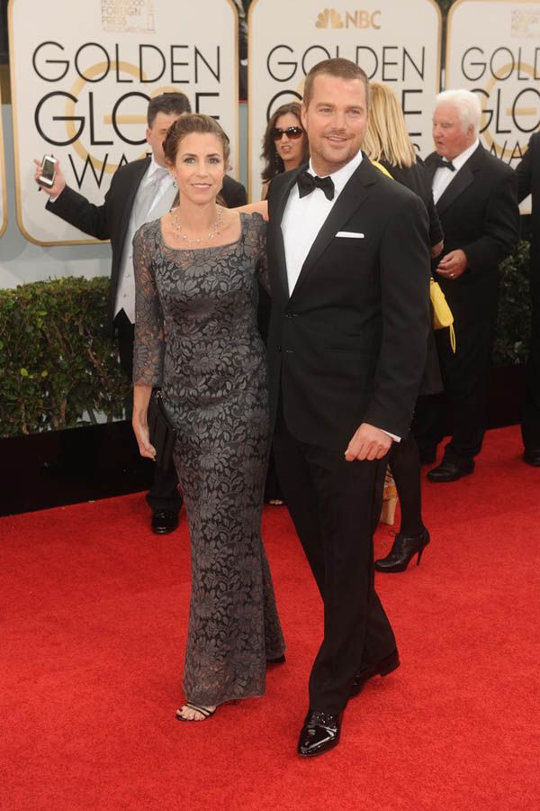 Caroline Fentress and Chris O'Donnell Golden Globe Awards Red carpet