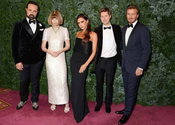 Evgeny Lebedev, Vogue's Anna Wintour, Victoria Beckham, Christopher Bailey, and David Beckham