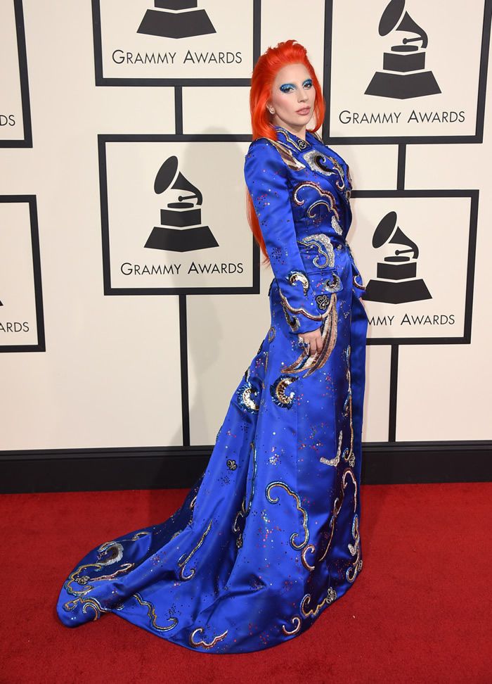 Lady Gaga wears custom Marc Jacobs at the 2016 Grammys