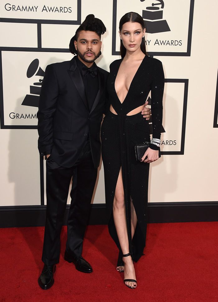 The Weeknd and Bella Hadid at the 2016 Grammy Awards