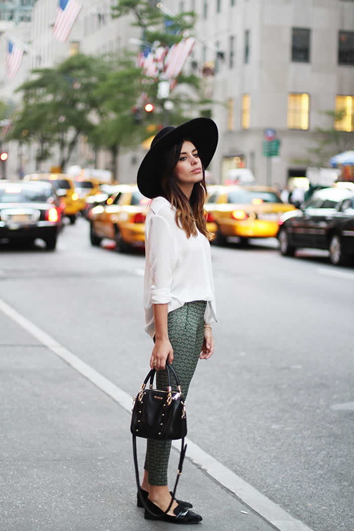 Blouse + Pencil Pants + Loafers