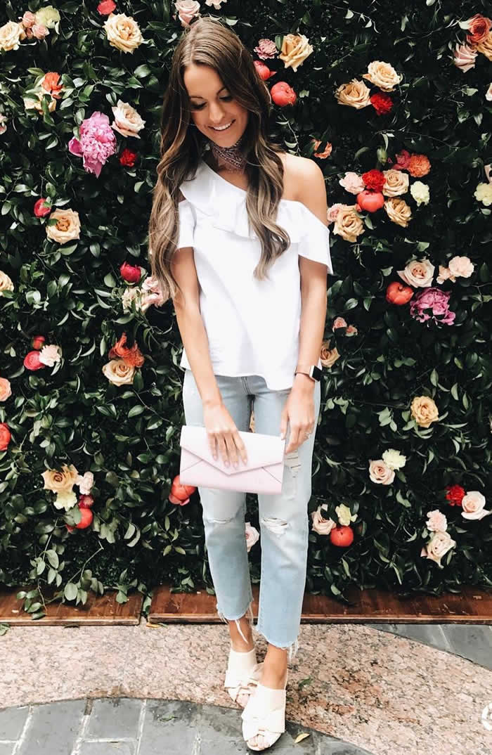 Off-The-Shoulder Top + Cropped Denim