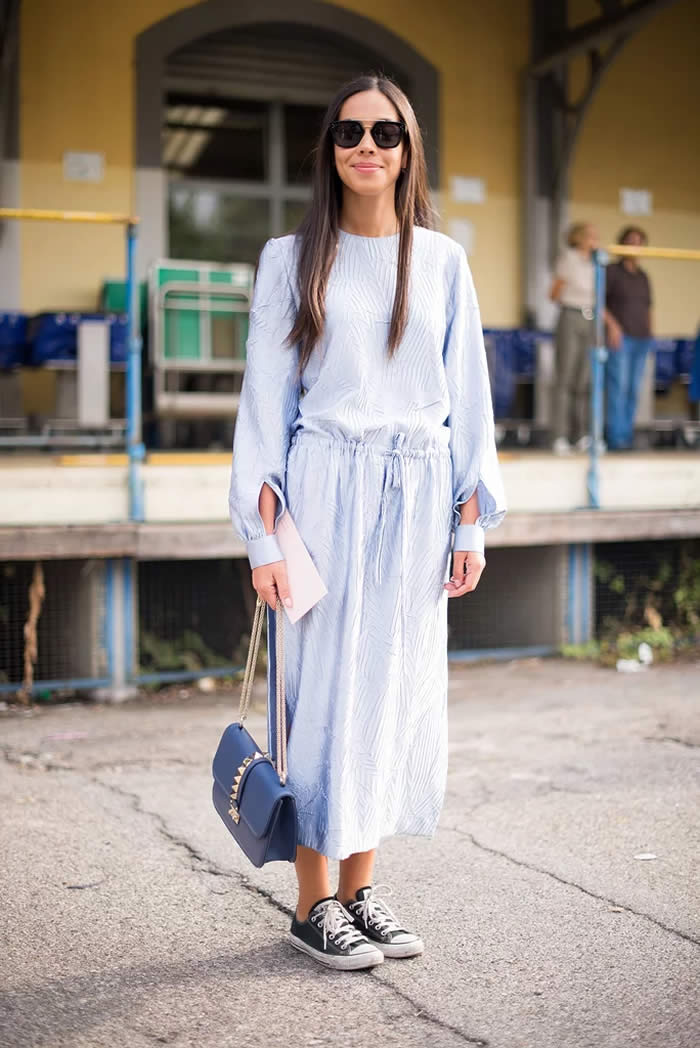 This Is Exactly How Street Style Stars Pull Off the Dress and Sneakers Look
