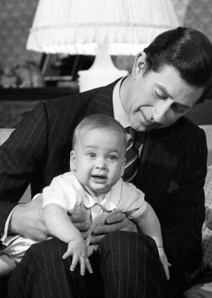 The Clarence House Instagram shared this adorable pic of Charles with baby William.