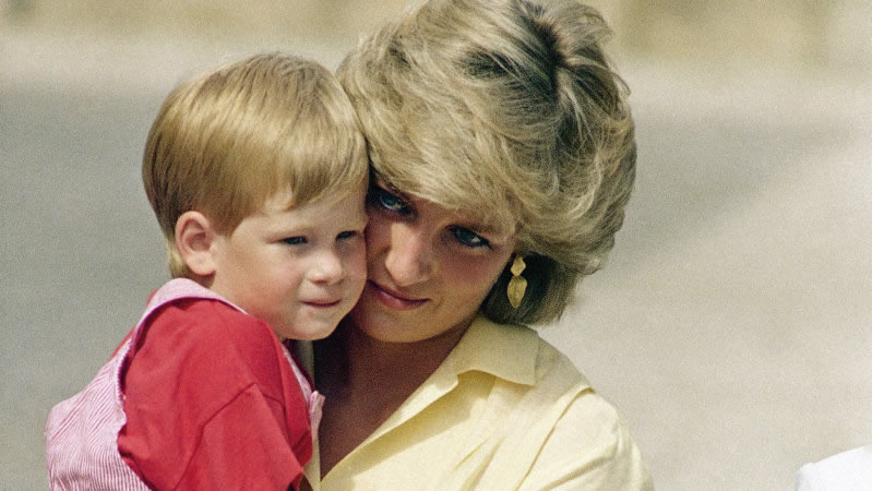Prince Harry with his mother, Princess Diana, in 1987