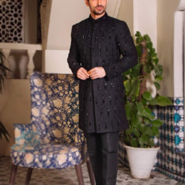 Black Bead Work Sherwani