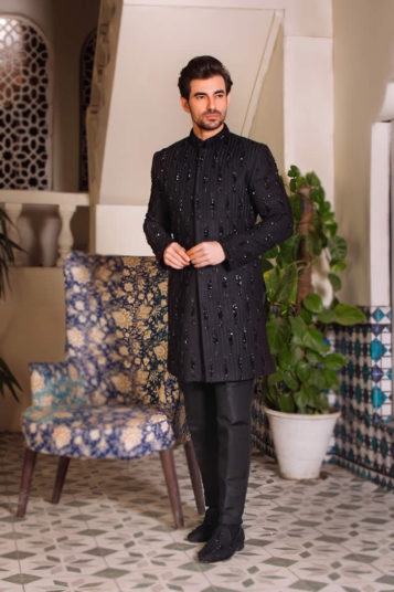 Black Bead Work Sherwani