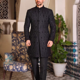 Black Bead Work Sherwani