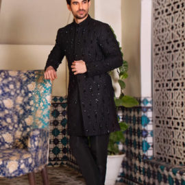 Black Bead Work Sherwani