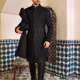 Black Bead Work Sherwani