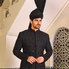 Black Bead Work Sherwani
