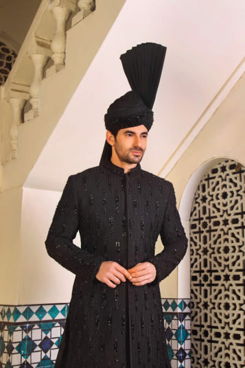 Black Bead Work Sherwani