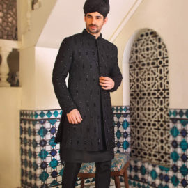 Black Bead Work Sherwani