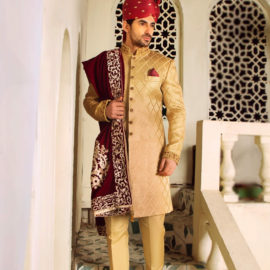 Golden Sherwani by Shameel Khan