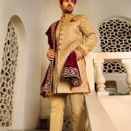 Golden Sherwani by Shameel Khan