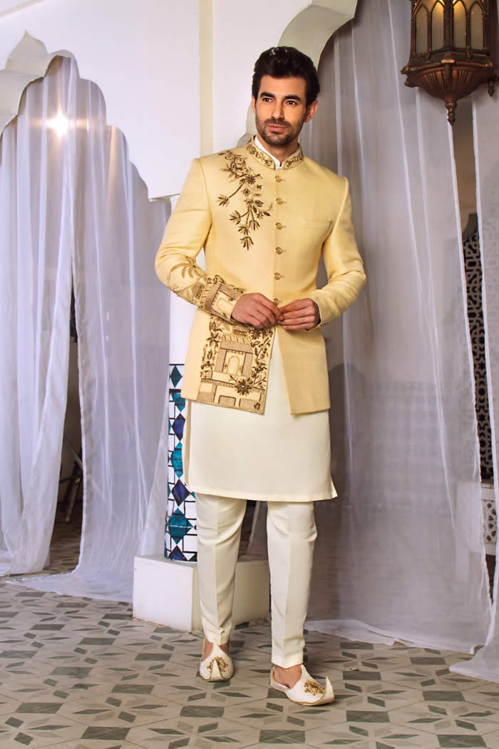 Off-White Embroidered Prince Suit