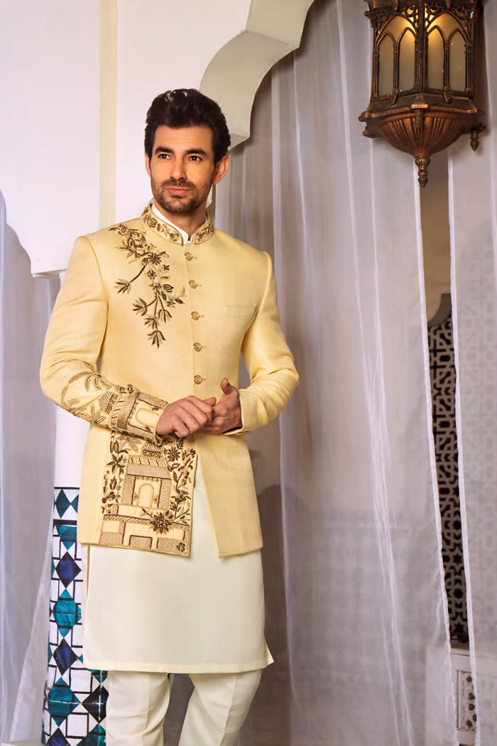 Off-White Embroidered Prince Suit