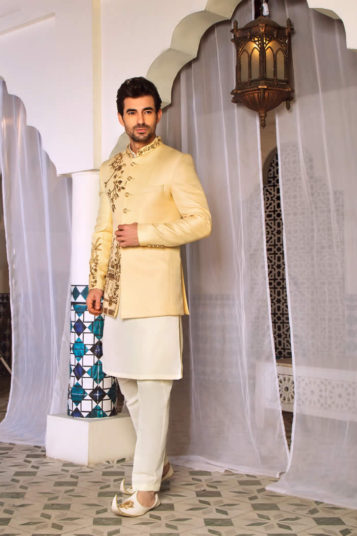 Off-White Embroidered Prince Suit