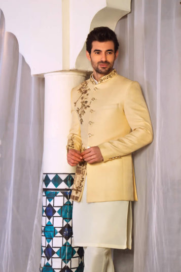 Off-White Embroidered Prince Suit