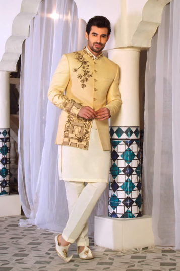 Off-White Embroidered Prince Suit