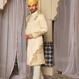 Off-White Embroidered Sherwani