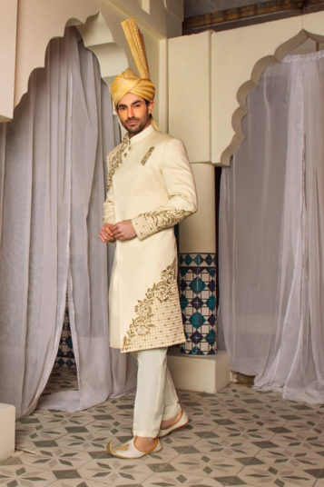 Off-White Embroidered Sherwani