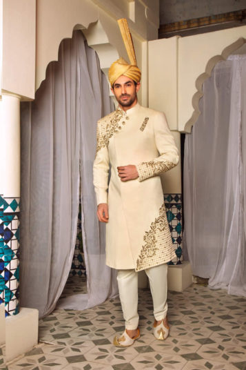 Off-White Embroidered Sherwani