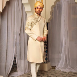 Off-White Embroidered Sherwani