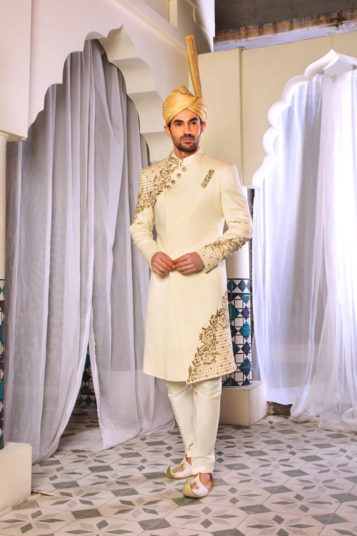 Off-White Embroidered Sherwani
