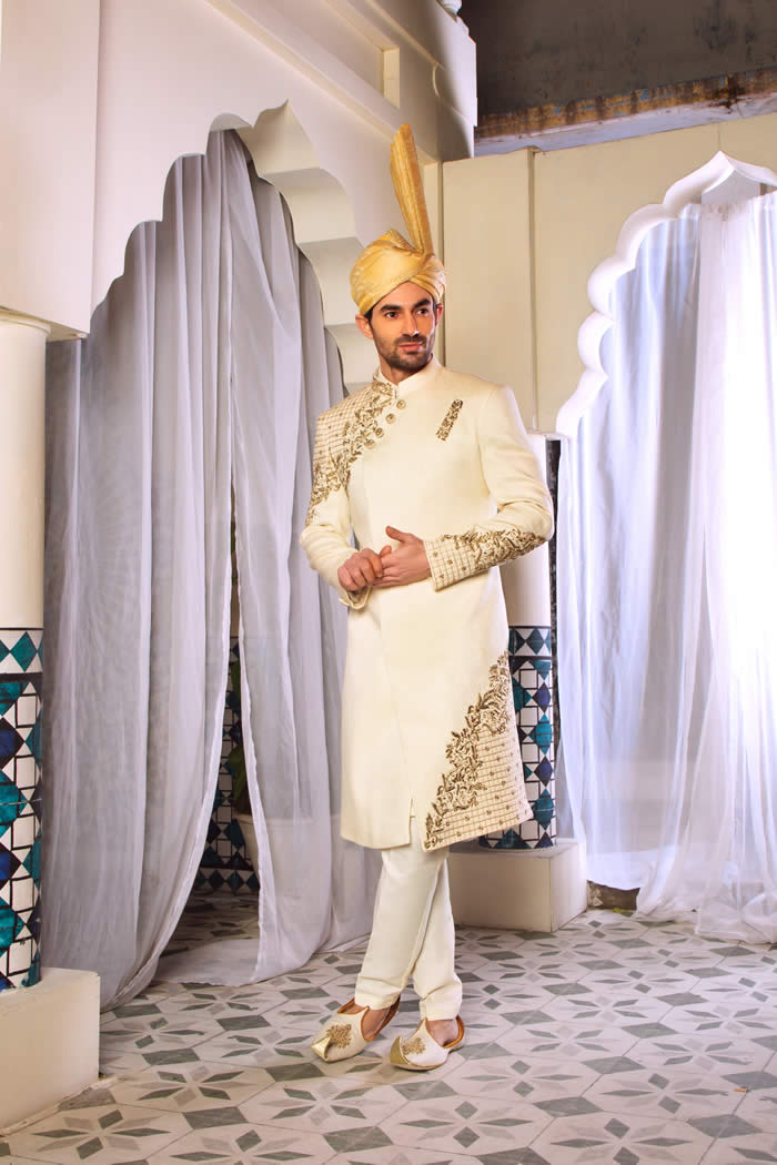 Off-White Embroidered Sherwani