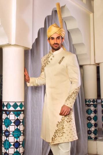Off-White Embroidered Sherwani