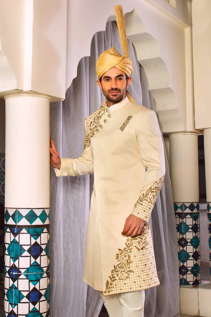 Off-White Embroidered Sherwani