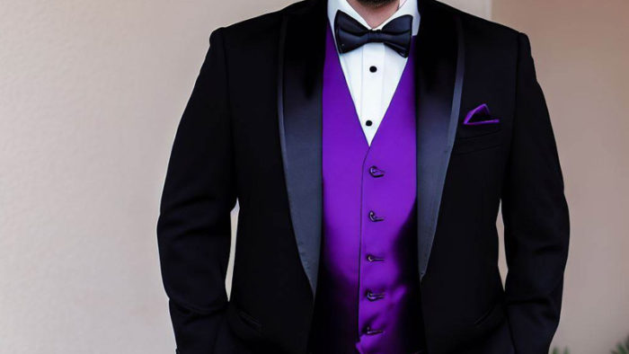 Fashion Fusion: Black and Purple Tuxedo for the Modern Gentleman
