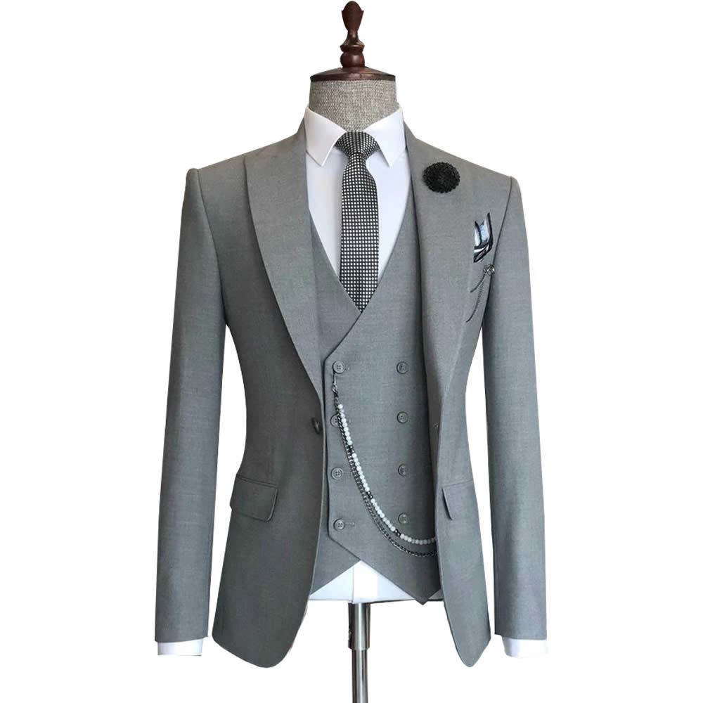 Light Grey Suit With Double Breasted