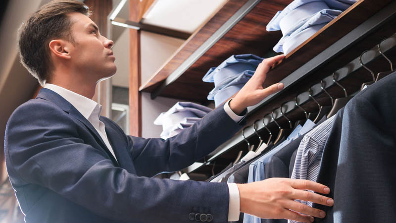 men buying suit